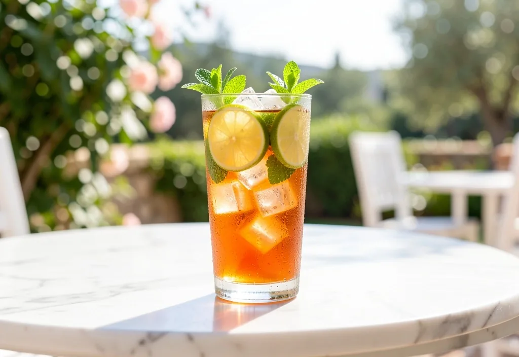 Mocktail analcolico con infuso, ghiaccio e menta fresca