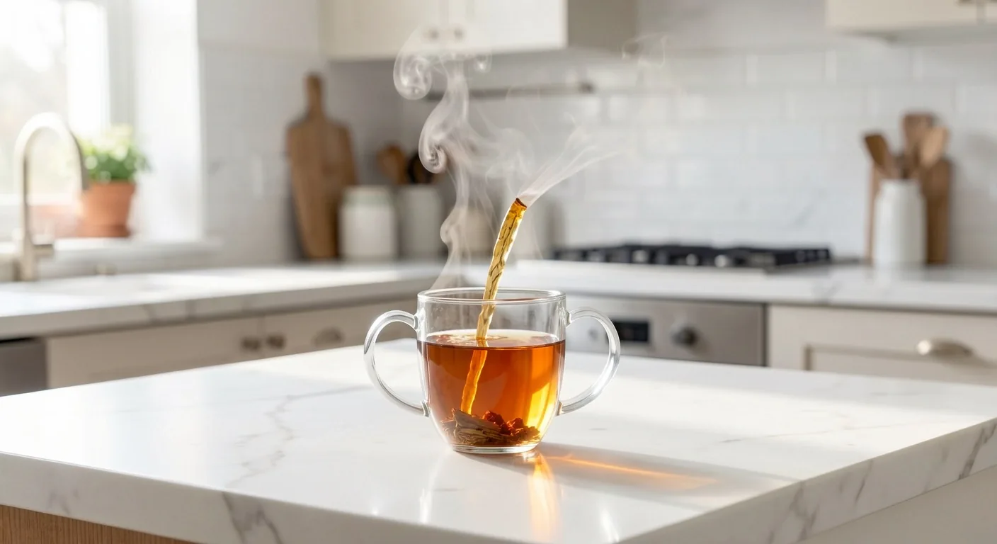Infuso Good fit versato in una tazza di vetro