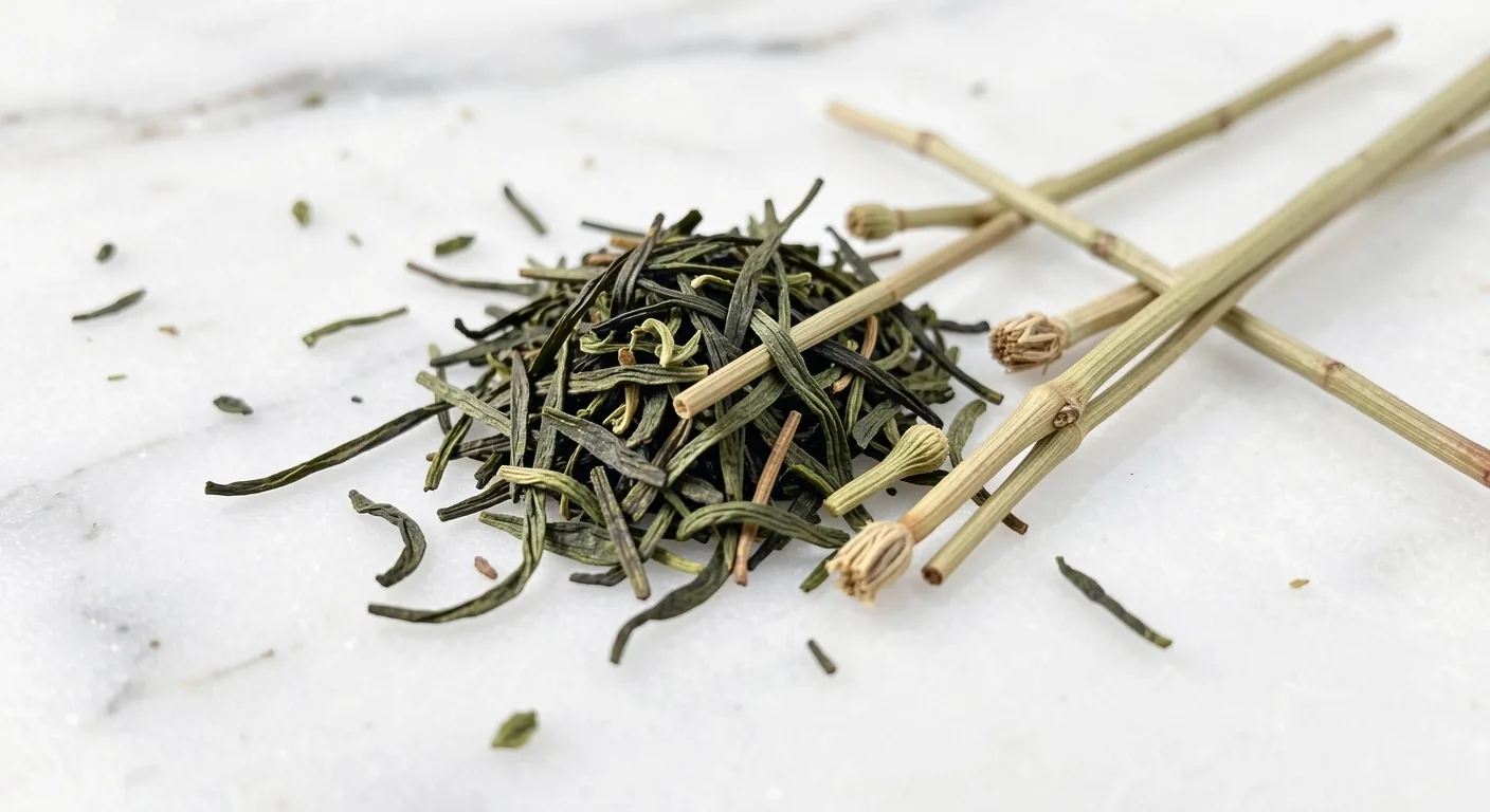 Foglie ed erbe essiccate della miscela Good fit su marmo bianco